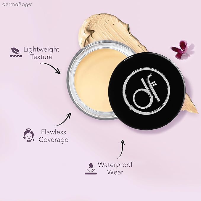 Dermaflage Waterproof Concealer Cream (Golden Fair) - Concealer Full Coverage, Matte Finish for Face & Body - Hides Dark Circles, Tattoos & Acne - Long Lasting Formula Used by Hollywood Makeup Artists