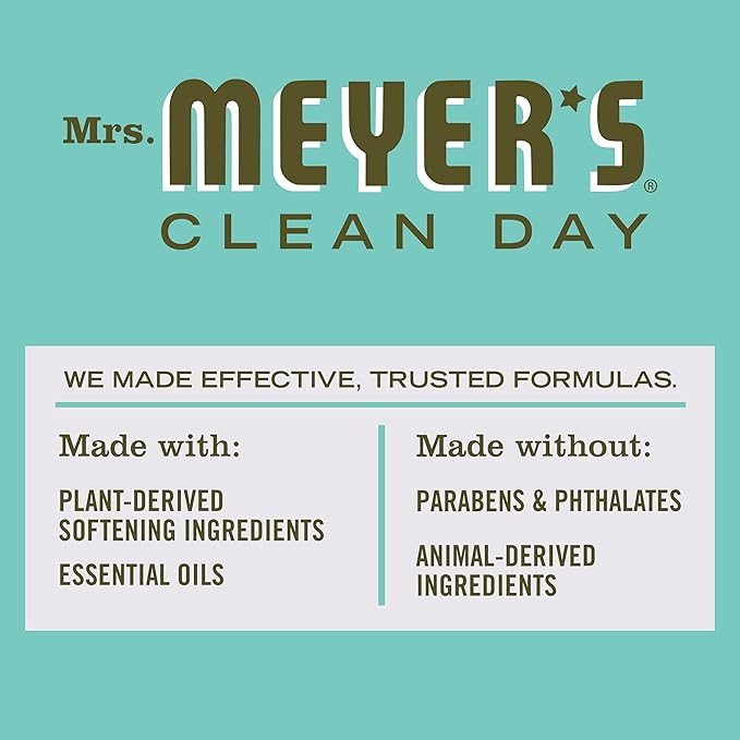 MRS. MEYER'S CLEAN DAY Dryer Sheets, Fabric Softener, Reduces Static, Infused with Essential Oils, Basil, 80 Count