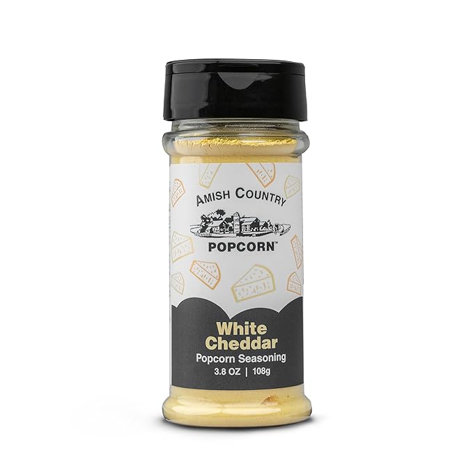 Amish Country Popcorn | White Cheddar Cheese - 3.8 oz Popcorn Seasoning | Old Fashioned, Non-GMO and Gluten Free
