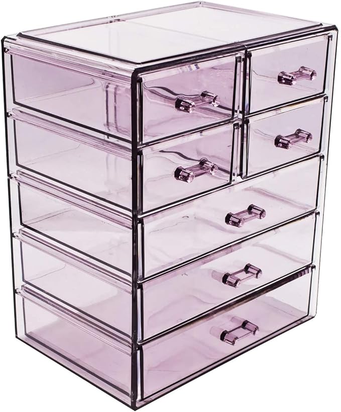 Sorbus Acrylic Makeup Organizer - Organization and Storage Case for Cosmetics Make Up & Jewelry - Big Clear Makeup Organizer for Vanity, Bathroom, College Dorm, Closet, Desk (3 Large, 4 Small Drawers)