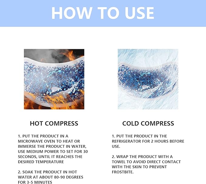 Eye Gel Ice Pack, Reusable Gel Eye, Eye Cooling Pad Hot Cold Eye Patch, Under Eye Patches to Relieve Tired Eyes, Dark Circles(Blue)