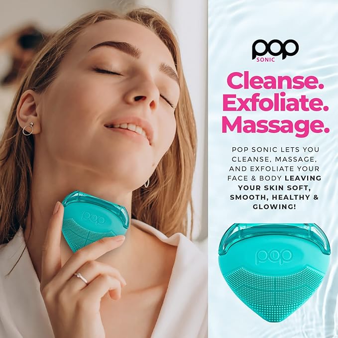 Pop Sonic Strawberry 3 in 1 Skin Exfoliating Cleanser Clean Massage Exfoliate - Turquoise