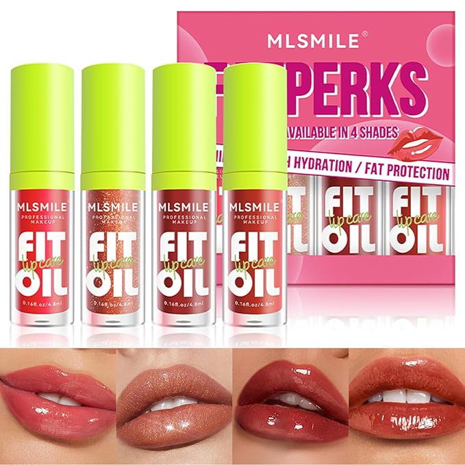 4 Colors Lip Oil Lip Glaze, Big Brush Lip