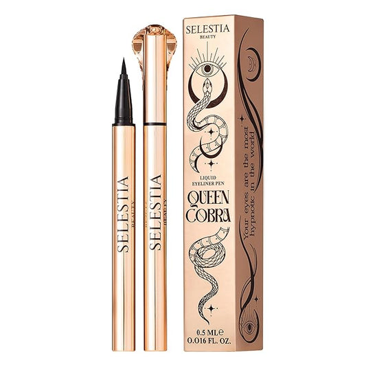 Black Liquid Eyeliner Pencil Queen Cobra – Long-Lasting – Quick-Drying, No Flaking – Thin Applicator & Intense Color – 0.016 fl.oz