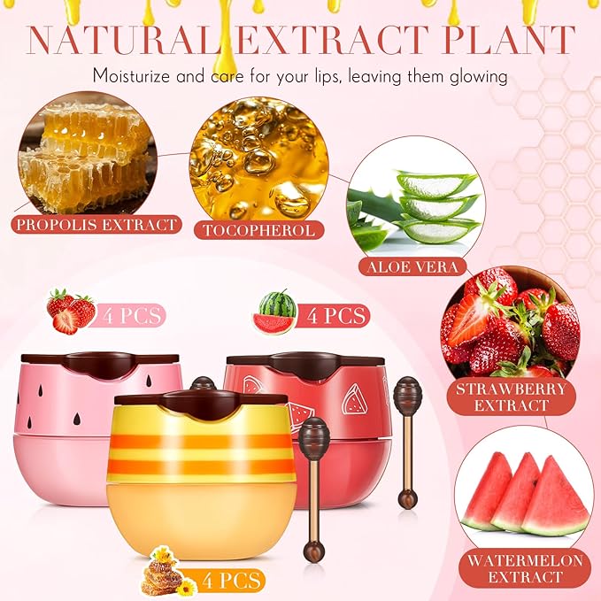 12 Pcs Bee Lip Balm Honey