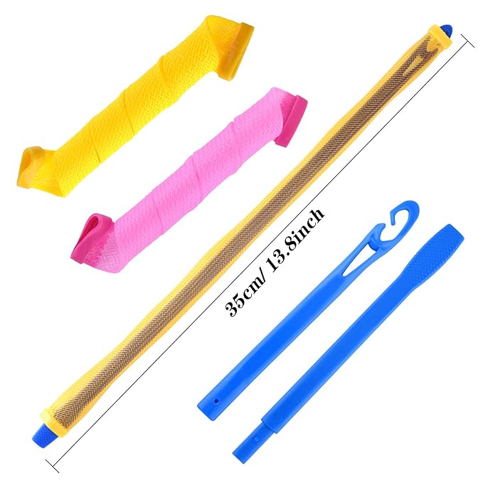 FEPITO 40 Pack Spiral Hair Curlers and Wave Styling Kit - No Heat Curlers and Hooks for All Lengths, 30cm/ 12inch