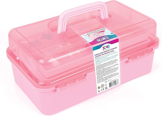 3C4G Pink and Gold Hard Case Makeup Storage Set - Kids Makeup Kit for Girls and Teens - Includes Storage Case, 5 Eyeshadows, 1 Blush, 2 Lip Glosses & 1 Nail Polish - Ages 8+ by Make It Real