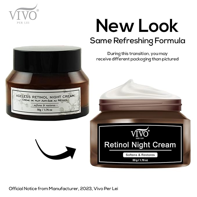 Vivo Per Lei Retinol Night Cream - Retinol Cream for Face - Anti Aging Moisturizer for Women - 1.76 Oz.