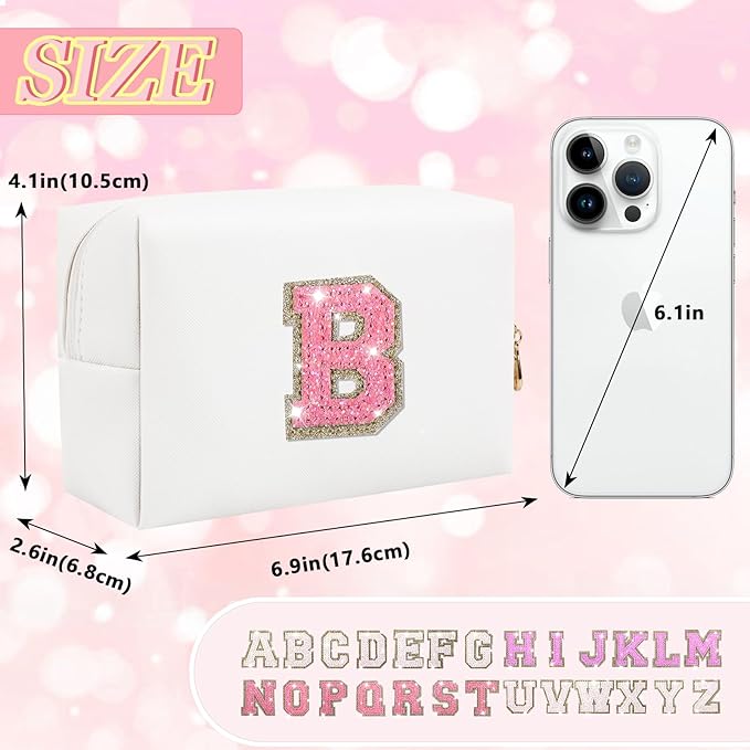 Personalized initial letter makeup bag,