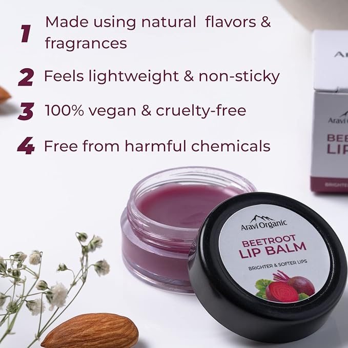 Beetroot Lip Balm For Women & Men | For Dark Lips, Lip Lightening, Dry & Chapped Lips | Makes Soft & Glossy Lips