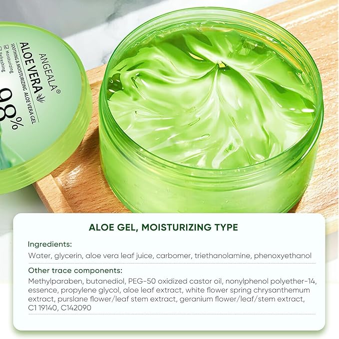 Organic Aloe Vera Gel for Face Made within 12 Hours of Harvest, 98% Pure Aloe Vera Gel for Skin, Scalp, & Hair, Soothing Aloe Face Moisturizer, Multipurpose Skin Care（20oz）