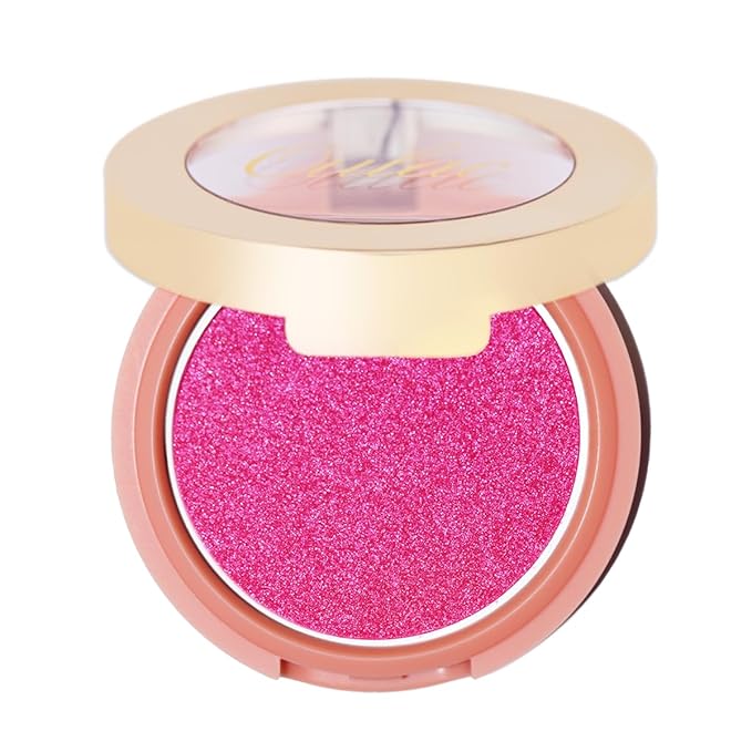 Oulac Luminisers Powdery Blusher for Cheeks Face Glow,Brighten Skin As Highlighter Makeup, Shimmer Blusher,Buildable and Vegan Cosmetics,4.8g F12 Razzmatazz