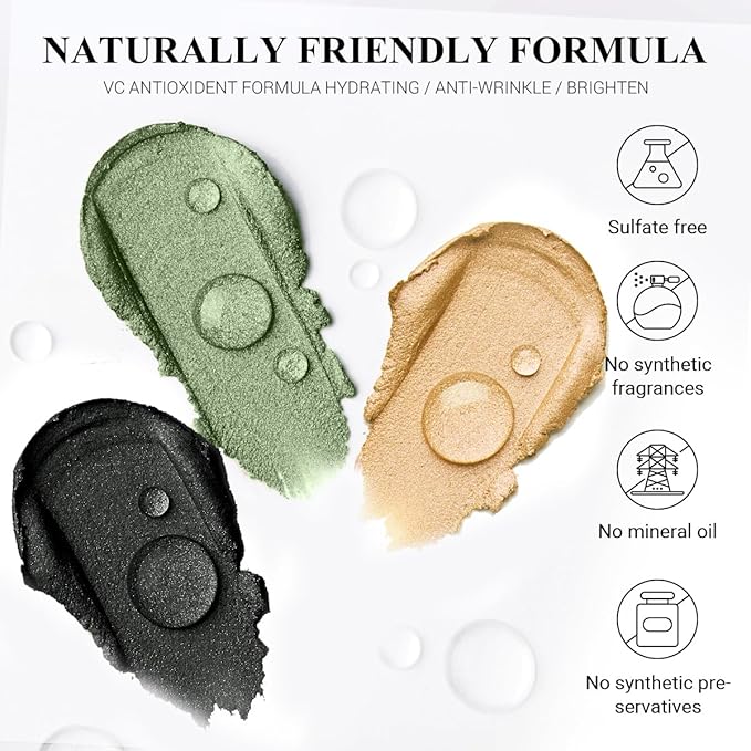 3PCS Cream Eyeshadow Stick,Pro Longwear Eye Shadow Sticks Pencil Crayon Makeup Sets-Golden Forest