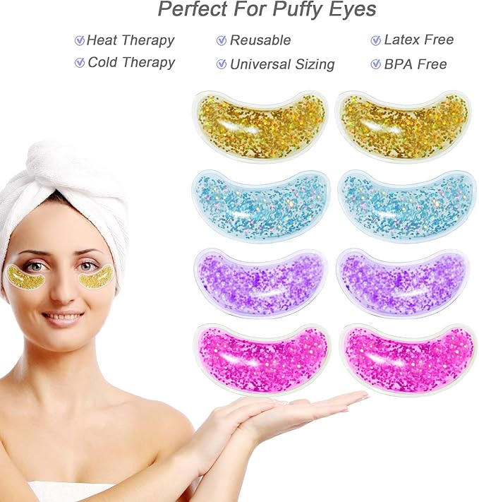 Under Eye Patches for Puffy Eyes, Reusable Ice Gel Eye Pads Cooling Eye Patch Hot Cold Therapy Eye Mask 10Pack