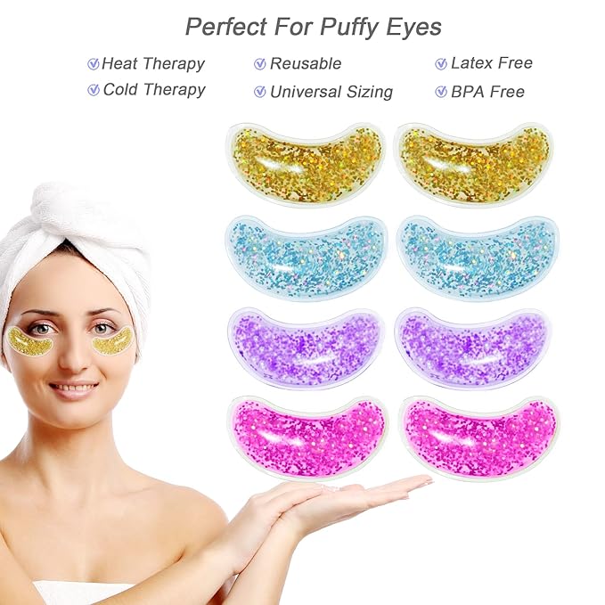 Under Eye Patches for Puffy Eyes, Hot Cold Treatment Cooling Gel Eye Pads Eye Mask for Wrinkles Dark Circles Puffiness Eye Bags 6PCS