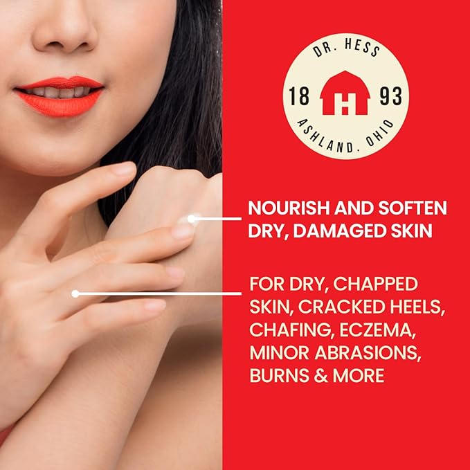 Dr. Hess Genuine Hand Cream, Nourishing & Softening Lotion for Dry, Cracked Hands & Heels, Eczema Relief, with Lanolin, Beeswax, Olive Oil & Vitamin E, Cruelty-Free, Paraben & Sulfate-Free, 4 oz