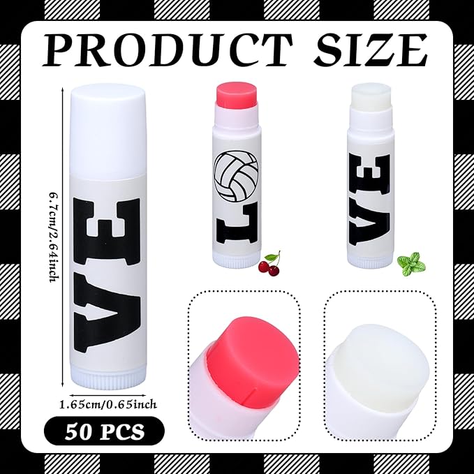 50 Pcs Happy Birthday Lip Balm Bulk Volleyball Moisturizing Lip Gloss with Natural Ingredients Lip Balm Bulk Gifts Baskets Business for Girls Men Women and Children Party (Stylish Volleyball)