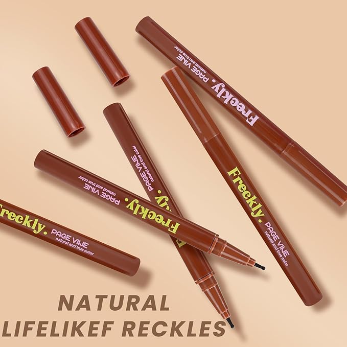 Freckle Pen,2 PCS Faux Freckle Stamp Waterproof,Fake Face Freckles Stain Makeup Long Lasting Quick Dry,Natural Lifelike Soft Dot Freck Pen 01-Light+02-Medium