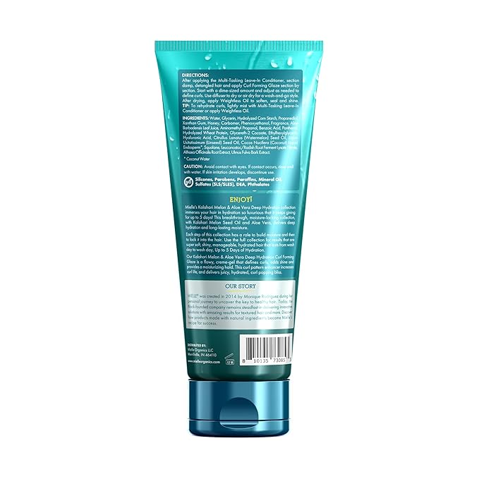 Mielle Curl Forming Glaze - Kalahari Melon & Aloe Vera Deep Hydration Styling Gel for Dry, Curly and Textured Hair - Enhances Curl Definition with Long-Lasting Hold & Shine (7.5oz)