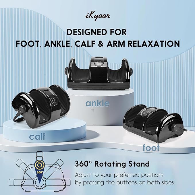 Shiatsu Foot Massager with Heat Deep Kneading Foot and Calf Leg Massager Machine for Relaxation, Muscle Pain Relief Massage (Black)