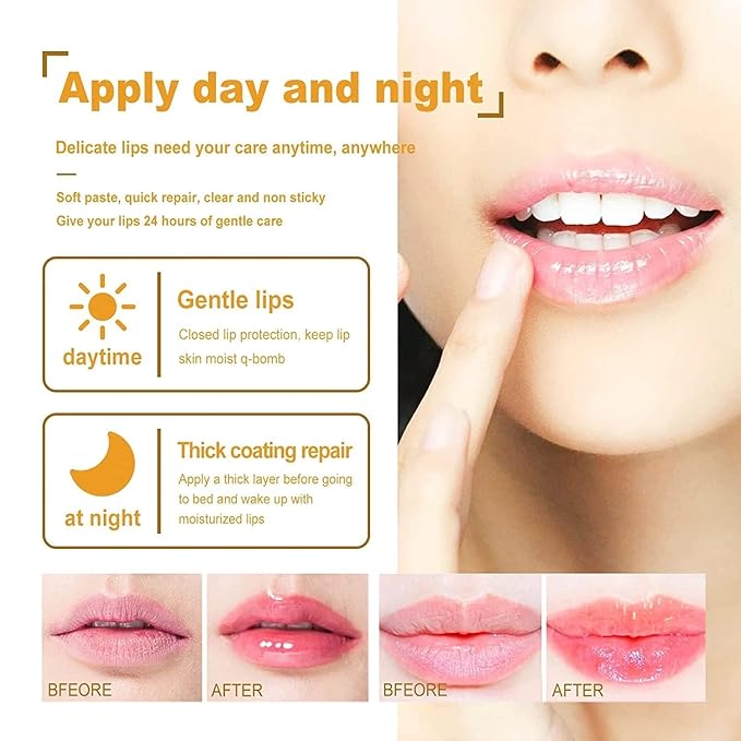 3 PCS Bee Lip Mask Lip Balm Honey Pot, Strawberry & Honey Lip Sleeping Mask Hydrating Prevention Dry and Cracked Lip Scrubs Exfoliator,Lip Mask Overnight Reduces Lip Lines