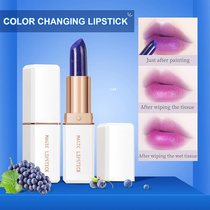 Color Changing Lipstick, 6-Colors Lip Stain Temperature Activated Vegan Formula, Magic Lipstick Long-Lasting, Nourishing, Cruelty-Free & Vegan #dark green