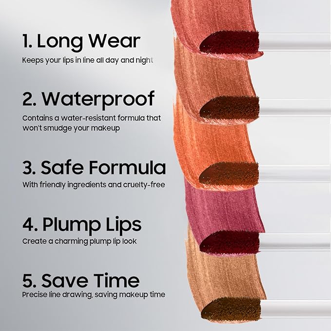Lip Stain Peel Off - Waterproof Comfortable Vivid Color Peel Lip Liner Non-Stick Cup, Lip Tattoo Peel Off for Beauty & Charming Lip Makeup with All-Day | Vegan and Cruelty Free (#01 Nude)
