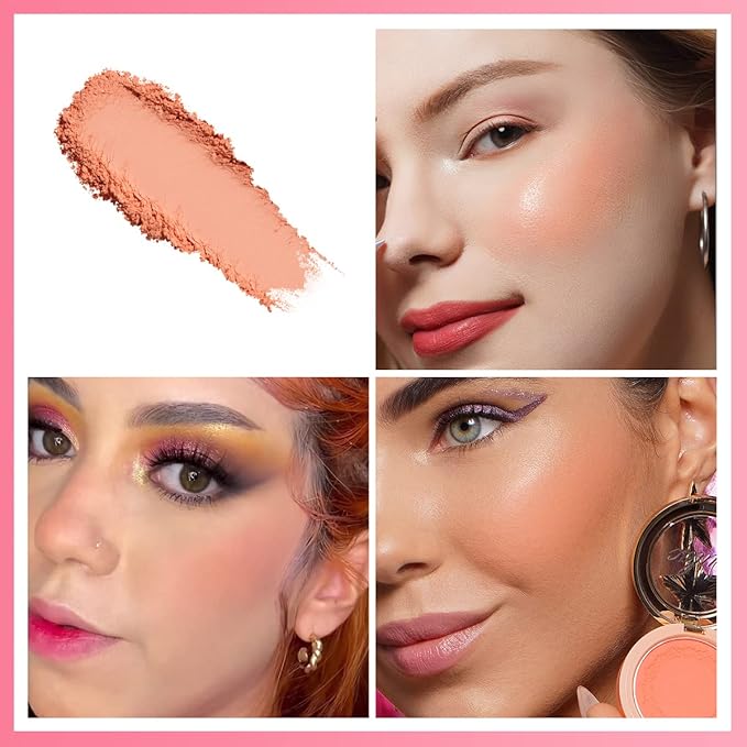 OULAC Blush Makeup Fair Skin| Highly Pigmented Powery Blush| Natural Matte Glow| Shape & Highlight Face| Cruelty-Free Blush with Rose Oil| 4.8g 16 Summer Time