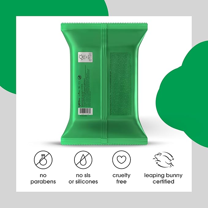 Yes To Face Wipes for Women and Men, Sensitive Facial Cleansing Wipes for use as a Make Up Remover, Cleaning, Soothing, Cucumbers Aloe Vera (Pack of 2)