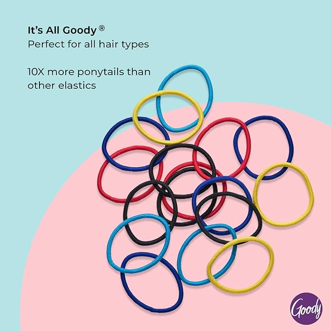 Goody Ouchless Elastic Hair Tie - 17 Count, Assorted Colors - 4MM for Medium Hair - Pain-Free Hair Accessories for Men, Women, Boys, and Girls - Perfect for Long Lasting Braids, Ponytails, (Pack of 3)