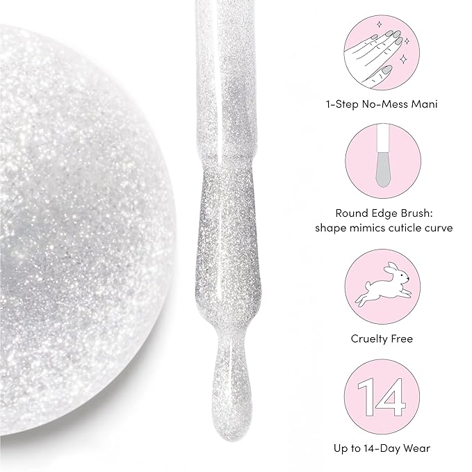 Dashing Diva One Gel Color & Magnetic Topper Duo - OG - Pointe & Silver Glitter Topper - 3-in-1 Base Coat, Nail Color & Top Coat - Gel Nail Polish Set