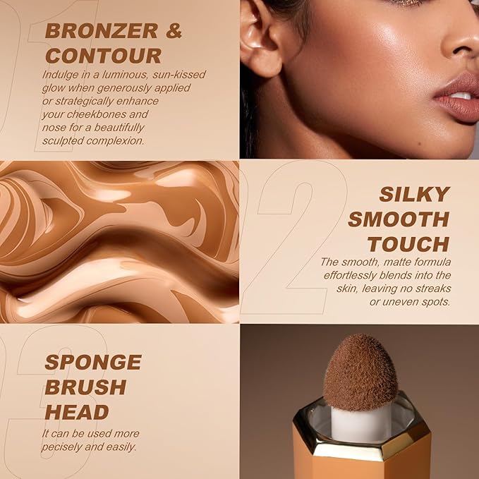 YOUNG VISION Soft Liquid Cream Contour & Glow Bronzer - Lightweight, Long-Wearing, and Blendable