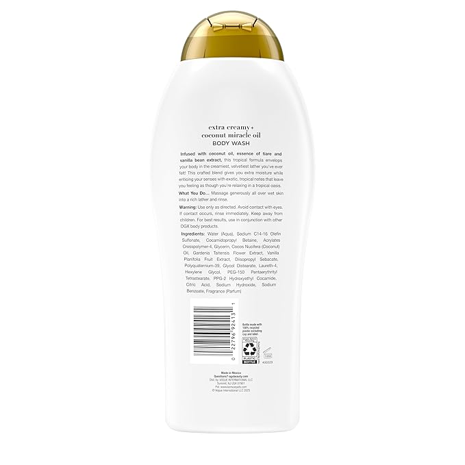 OGX Extra Creamy + Coconut Miracle Oil Ultra Moisture Body Wash, 19.5 Fl Oz
