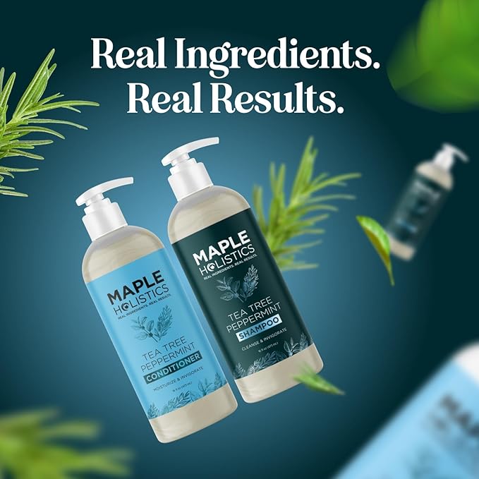 Tea Tree Mint Shampoo and Conditioner - Tea Tree Rosemary Mint Shampoo and Conditioner Set Sulfate Free for Daily Clarifying and Dry Scalp Care - Paraben and Sulfate Free Shampoo and Conditioner 16oz