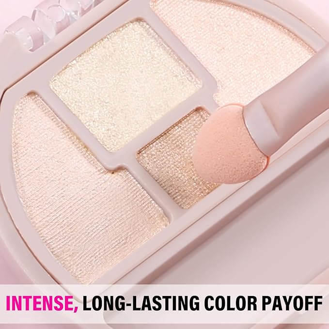 Boobeen 4-Color Makeup Palette, Highly Pigmented Glitter Eyeshadow