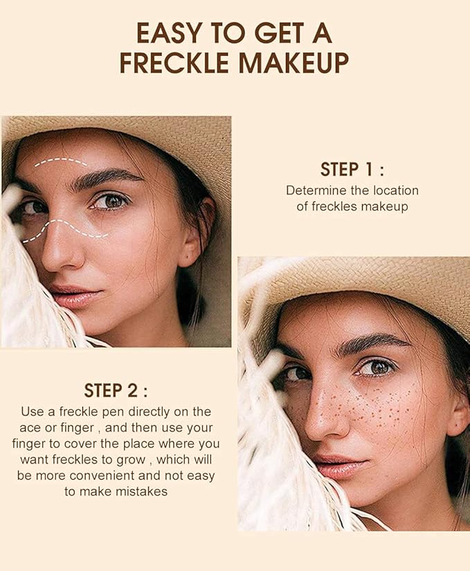 AKARY 4 Colors Freckle Pen Professional Lifelike Face Concealer Point Out Natural Waterproof Longlasting Soft Artificial Freckles Fine Makeup Freckle Pen Life Face Decoration (01+02+03+04)