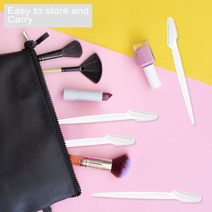 12 Pcs Eyebrow Razors, Face Razors Multipurpose, Exfoliating Dermaplaning Tools, Eyebrow Trimmers Shaver with Safety Cover, Facial Hair Removal for Women Men Body Use (White)