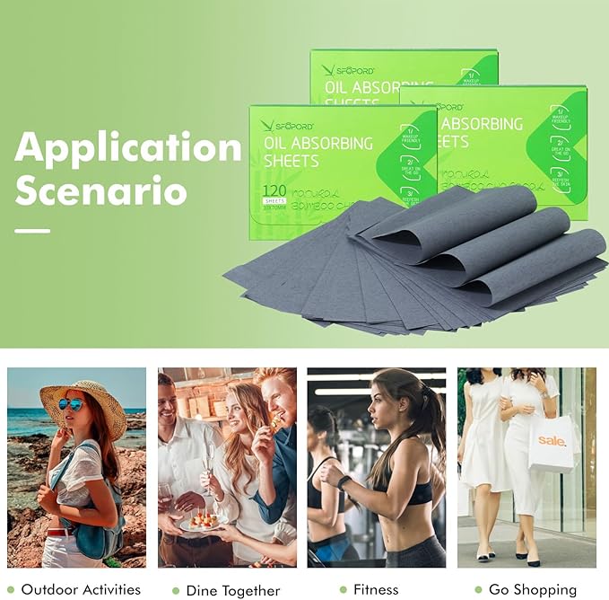 Oil Absorbing Sheets with Bamboo Charcoal - 4 Oily Skin