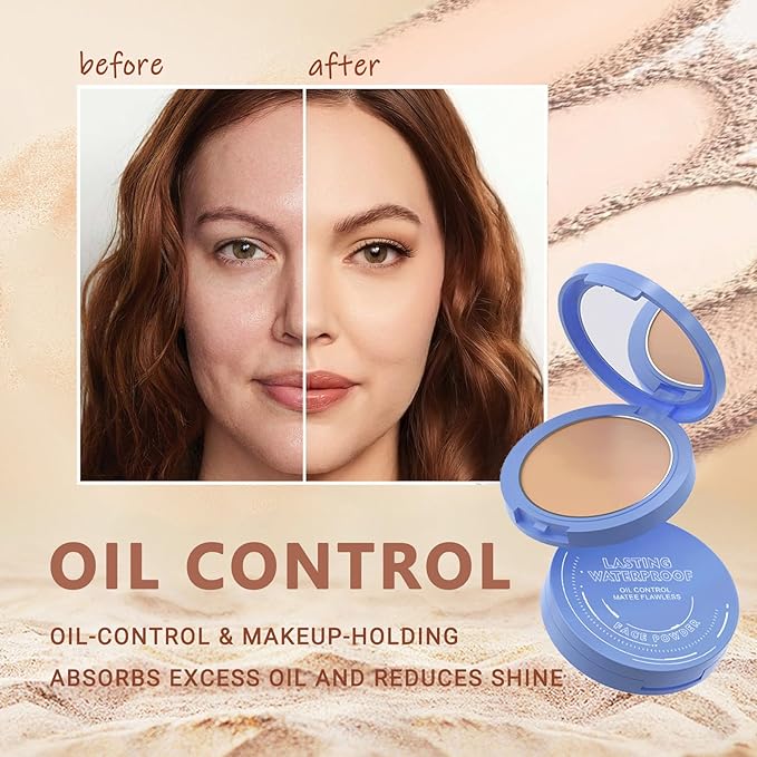 Oil Control Face Pressed Powder,Matte Smooth Flawless Setting 0.35Oz