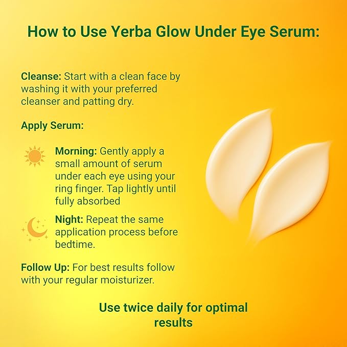 Caffeine Eye Cream – Yerba Glow Natural Under Eye Serum for Dark Circles, Puffiness & Fine Lines – Clean Hydrating Formula with Yerba Mate, Sake & Hyaluronic Acid