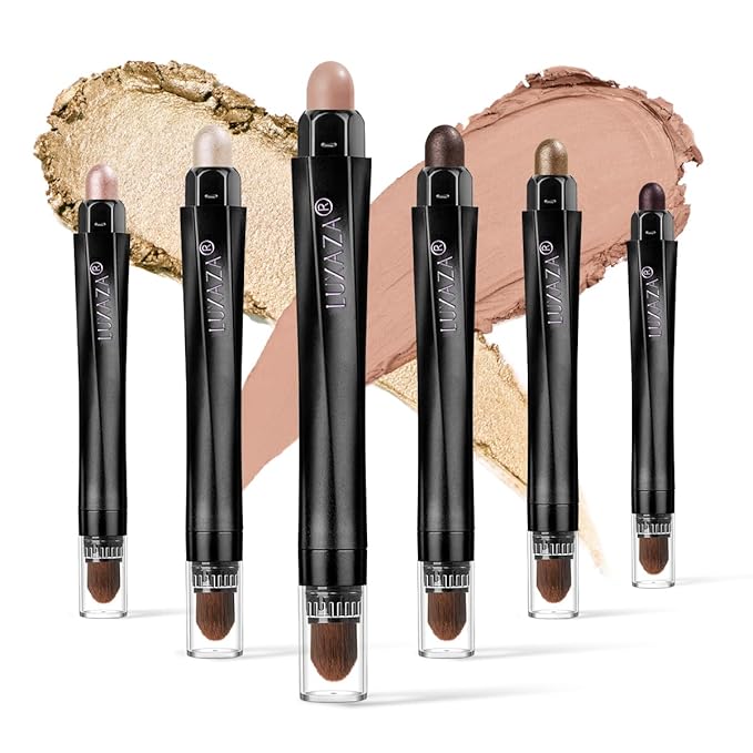6PCS Cream Eyeshadow Stick Makeup Sets, Metallic And Matte Shimmer Eye Shadow Eye Brightener Stick Pencil Crayon, A10-Quartz Pink