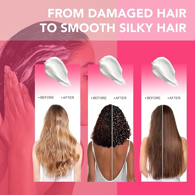 Keratin & Collagen Repair Hair Mask for Damaged Hair | Deep Conditioner Revives Dry, Frizzy, Bleached & Color-Treated Hair | With Argan Oil & Biotin | Treatment for Split Ends | 500ml