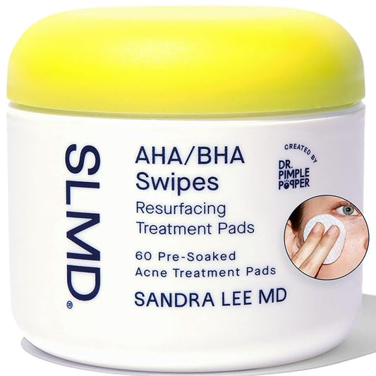 SLMD by Dr. Pimple Popper - AHA BHA Swipes - Daily Resurfacing Pads for Face & Body - Facial Exfoliating Resurface, Treat, and Prevent Acne