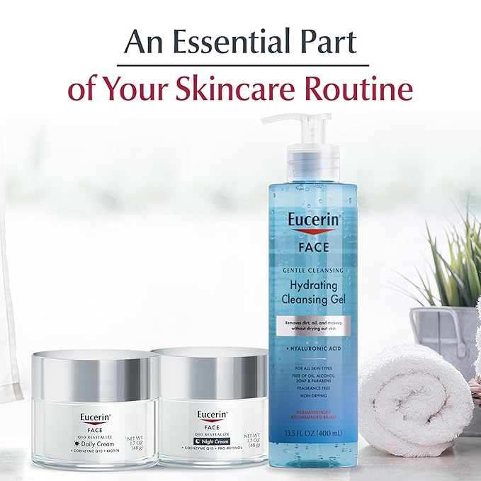 Eucerin Q10 Anti-Wrinkle Face Cream, Unscented Face Cream for Sensitive Skin, 1.7 Oz Jar