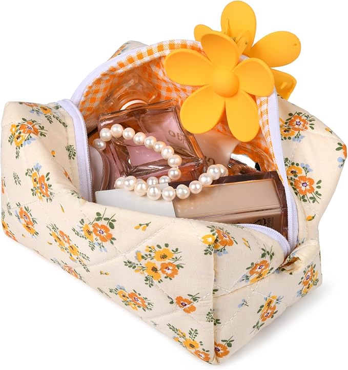 Soidram floral makeup bag quilted