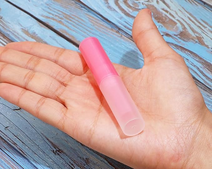 0.14oz Empty Flavored Lip Balm Container Tubes Plastic Homemade Moisturizing Lip Stick with Caps Bulk Fit for Women Adult DIY Making Supplies, 25 Count (Red)