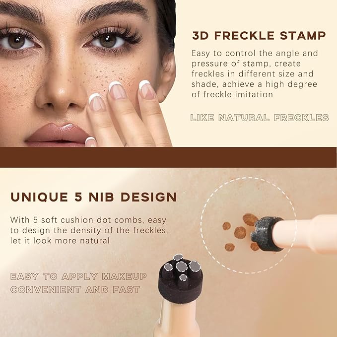 2 Colors Freckle Stamp Pen, Natural Like Freckle #Light&Dark Brown