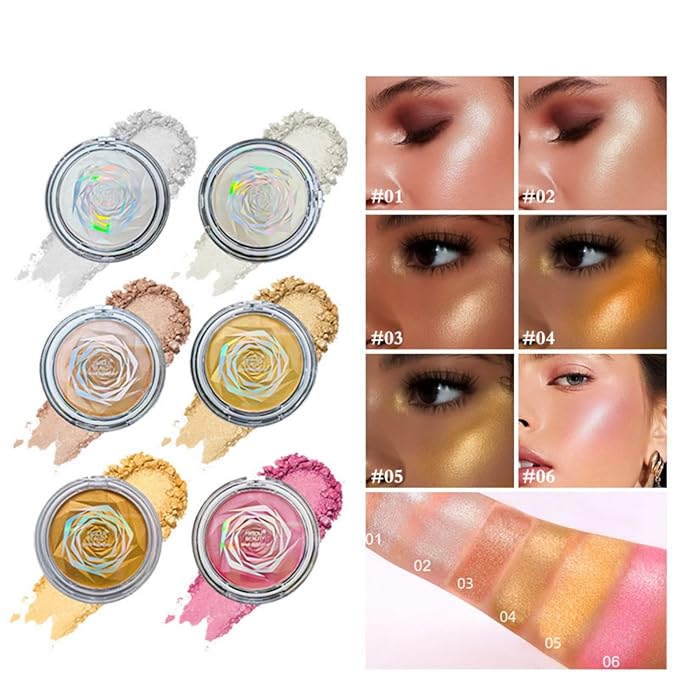 MAEPEOR Face Highlighter Palette 6 Colors Smooth Shimmer (Color 01)