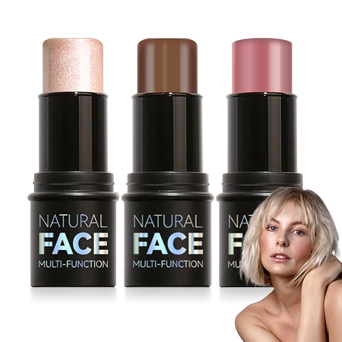 3P Cream Blush Stick with Brush,Waterproof Multi Cream Makeup F256