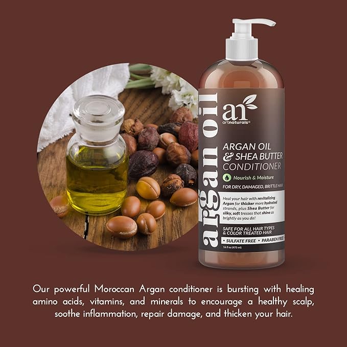 Artnaturals Argan Oil Hair Conditioner - (16 Fl Oz / 473ml) - Sulfate Free - Treatment for Damaged and Dry Hair - For All Hair Types - Safe for Color Treated Hair